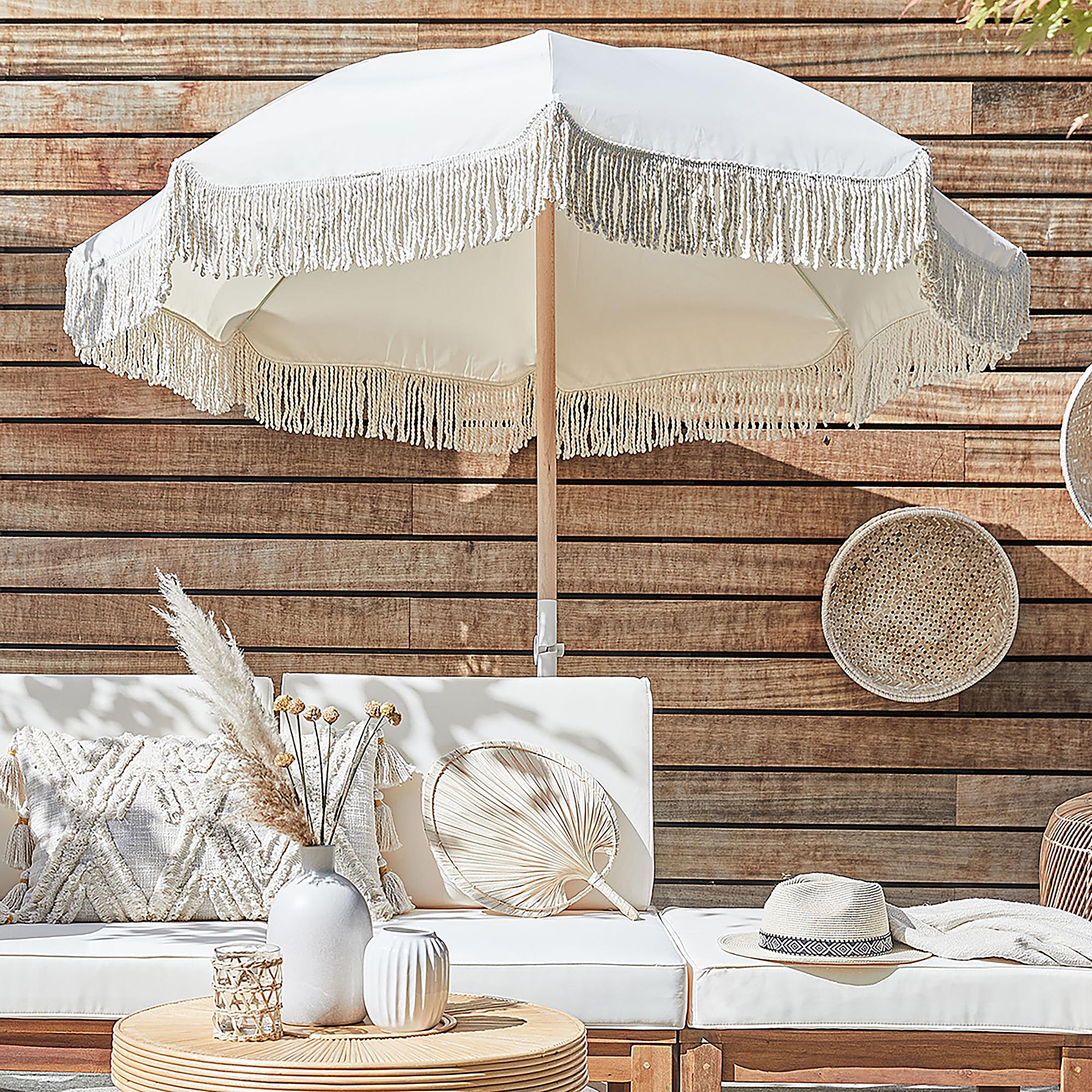 Beach Umbrella BOHO LOUNGE Beech Semi-solid Cream 0