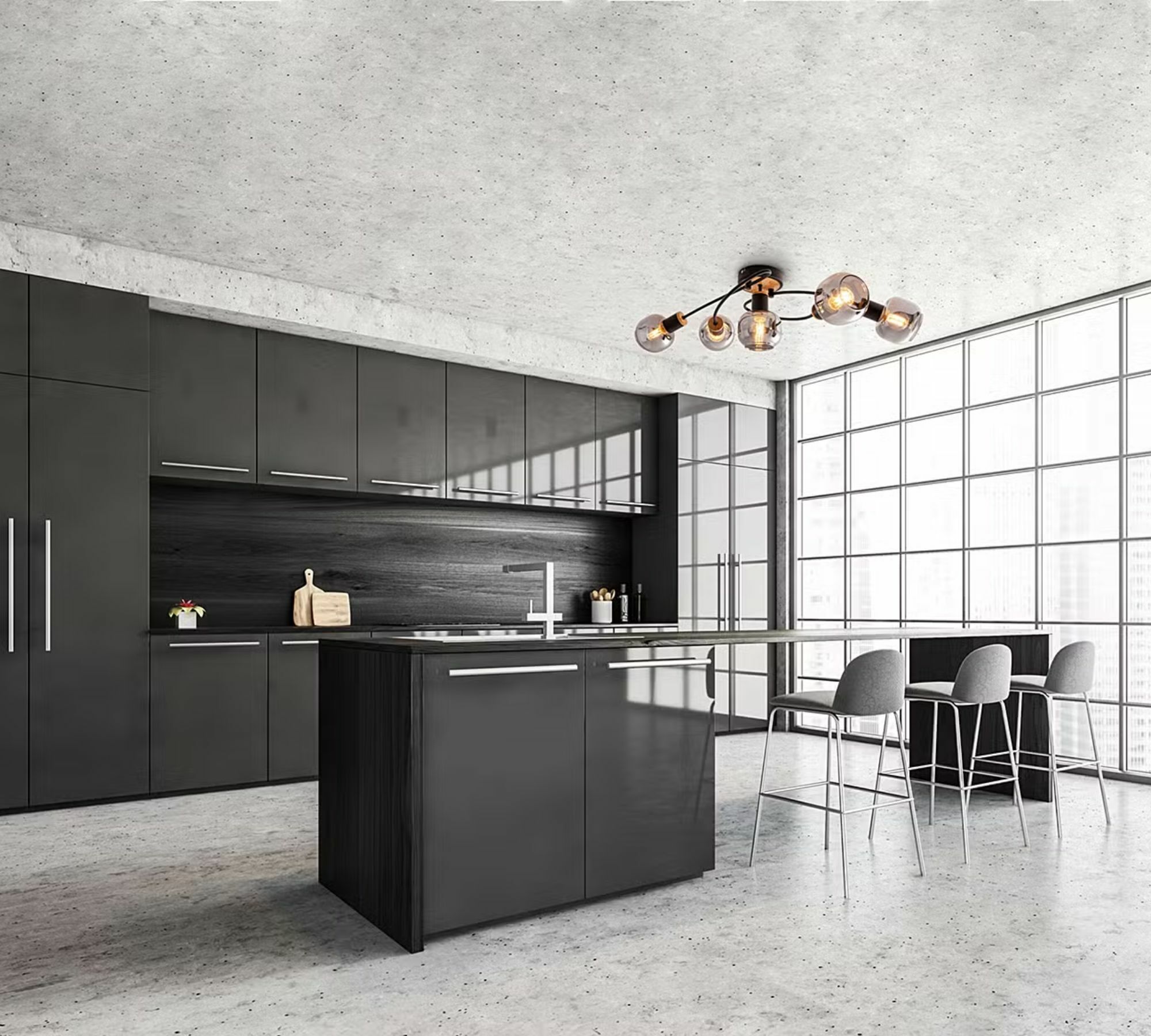 Deckenleuchte Glas Eisen Schwarz Braun 2