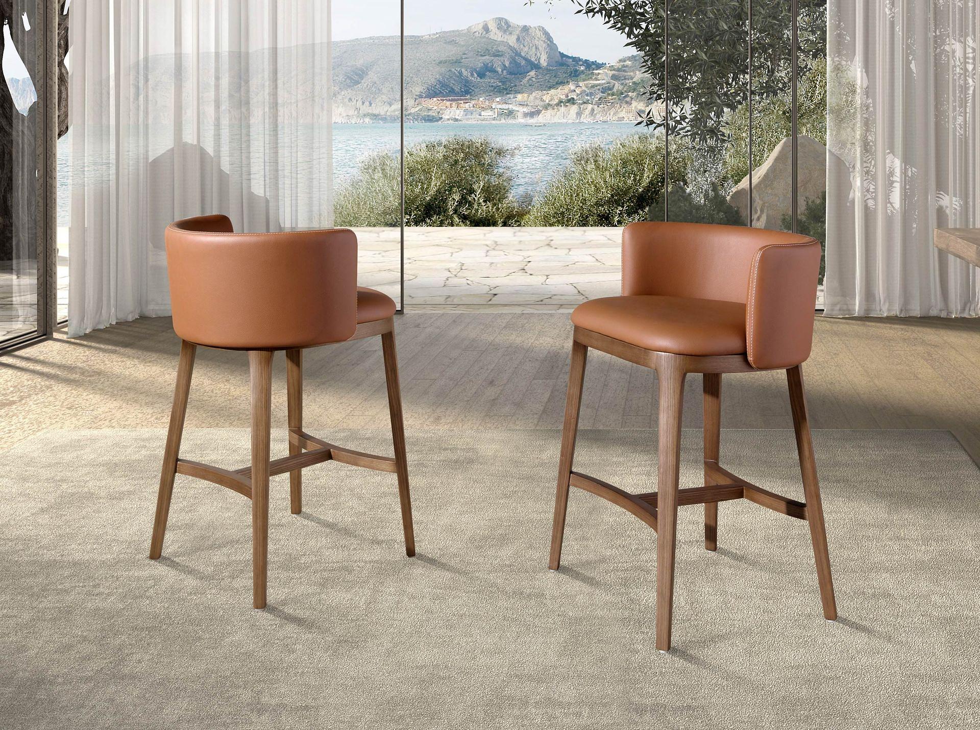 Bar stool faux leather brown 2