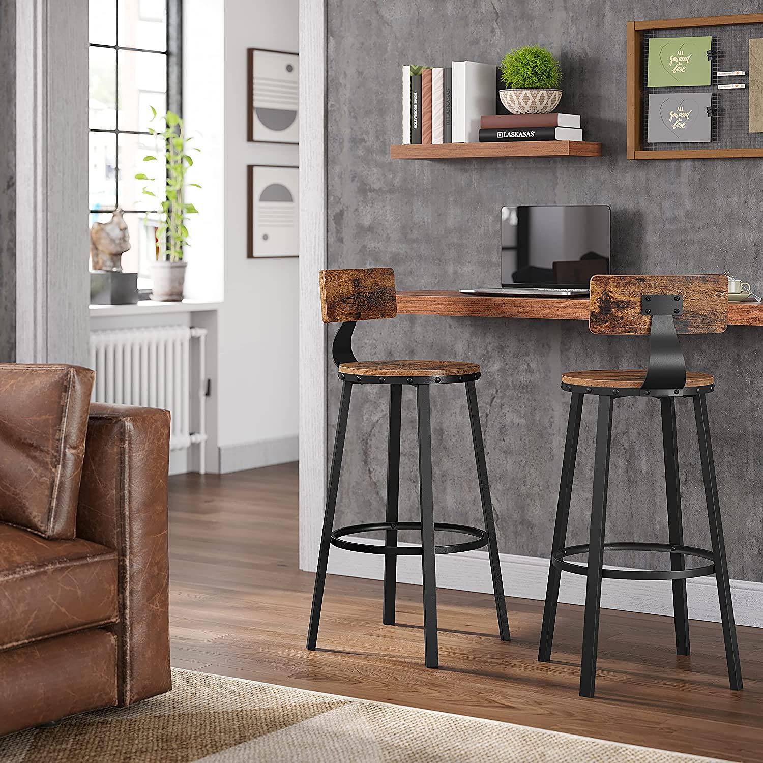 2x Paoli Bar Stool Reclaimed Wood Black 1