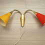 Vintage wall lamp metal textile multi-colored 1970s 1