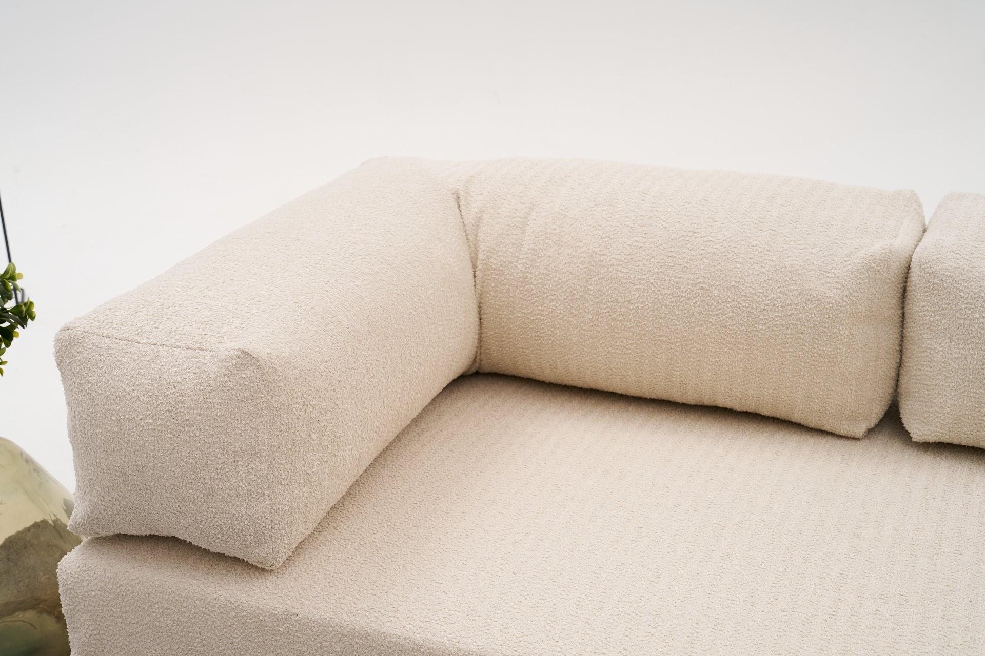 Comfort Schlafsofa 2-Sitzer mit Hocker Creme 2