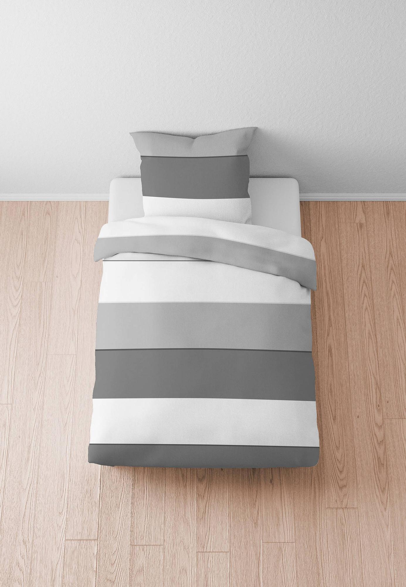 Bettwäsche Baumwolle Grau 135 x 200 cm Kissen 80 x 80 cm 2
