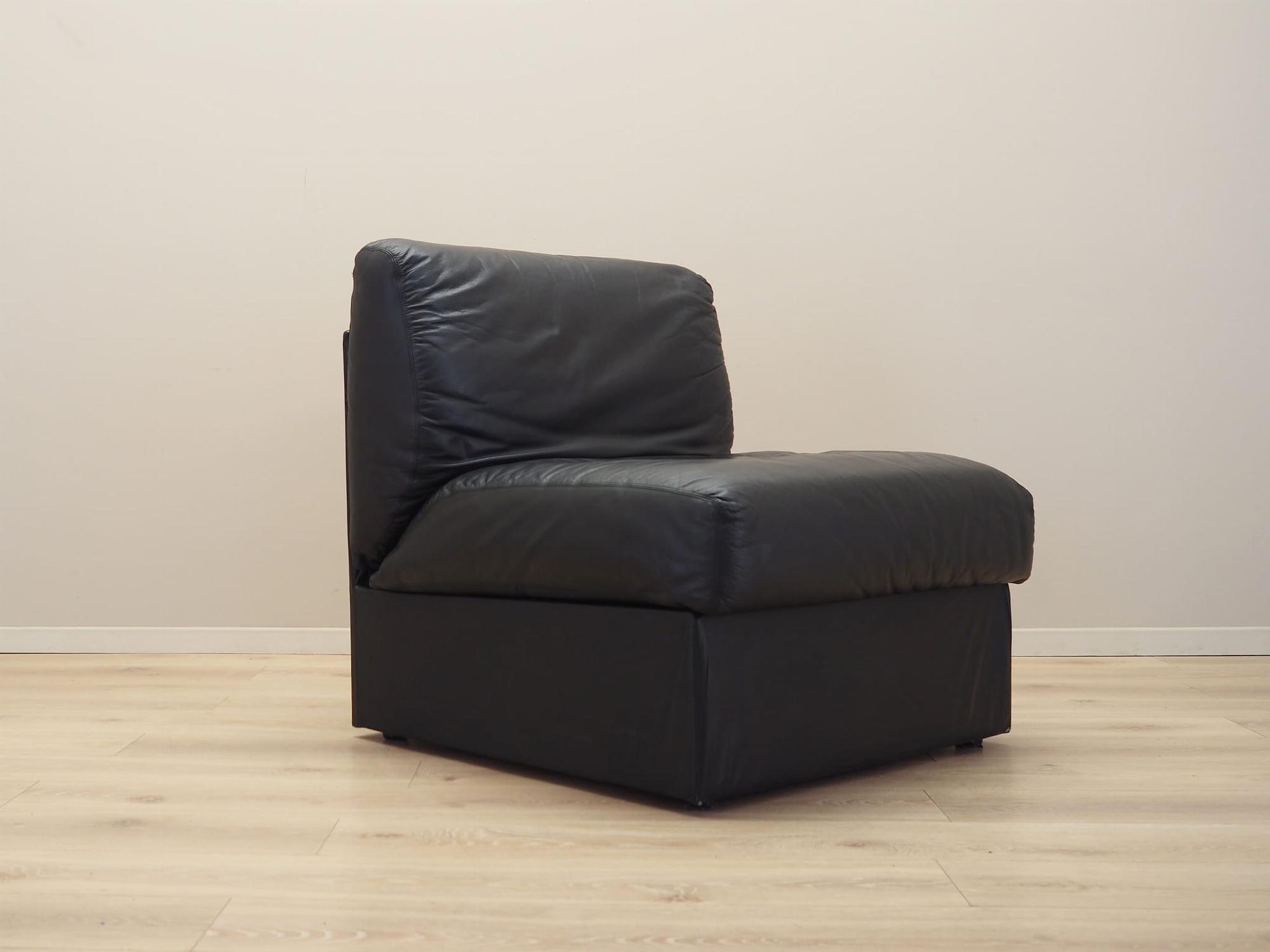 Sessel Leder Schwarz 1960er Jahre 6