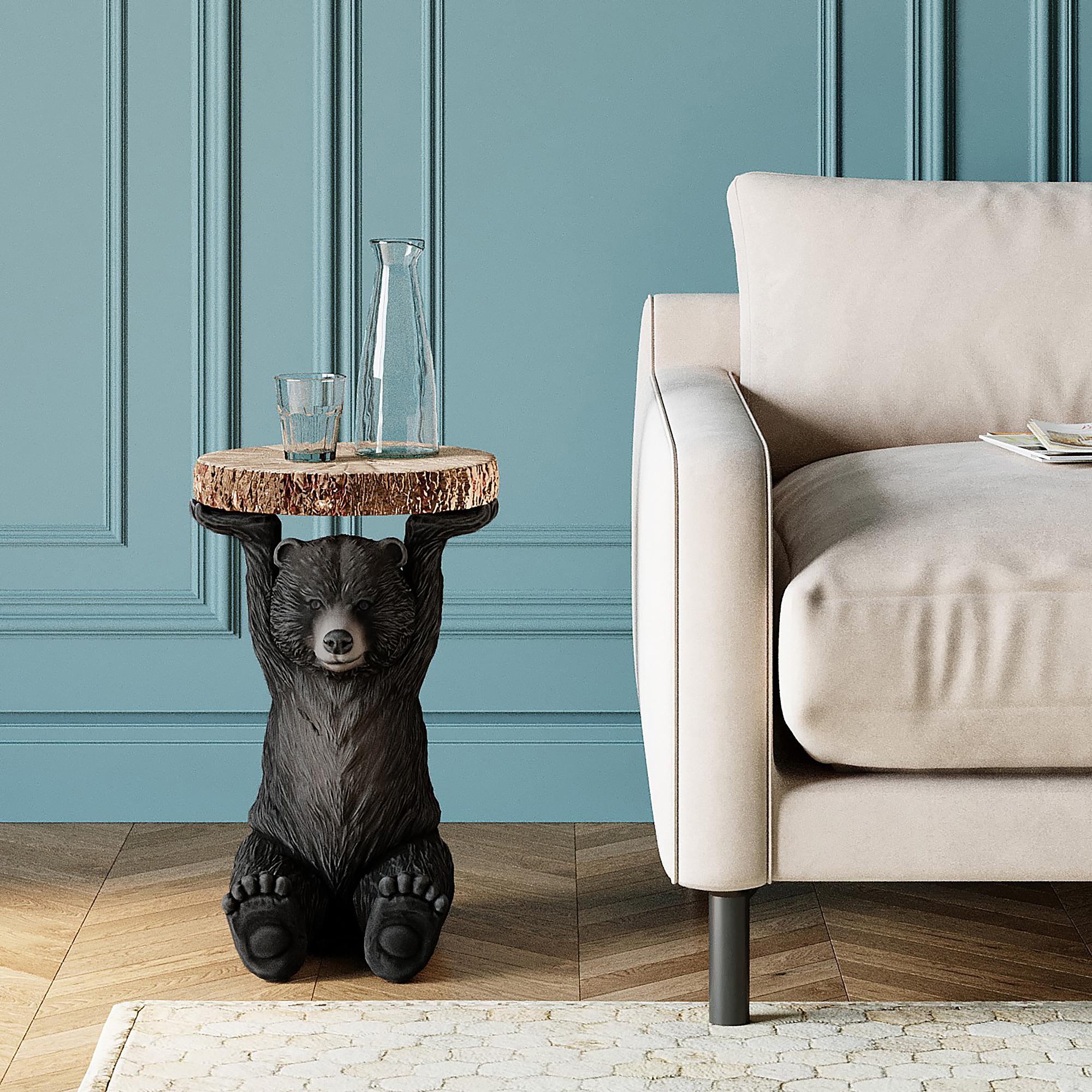 Coffee Table Animal Bear Beige Black 33 cm 2