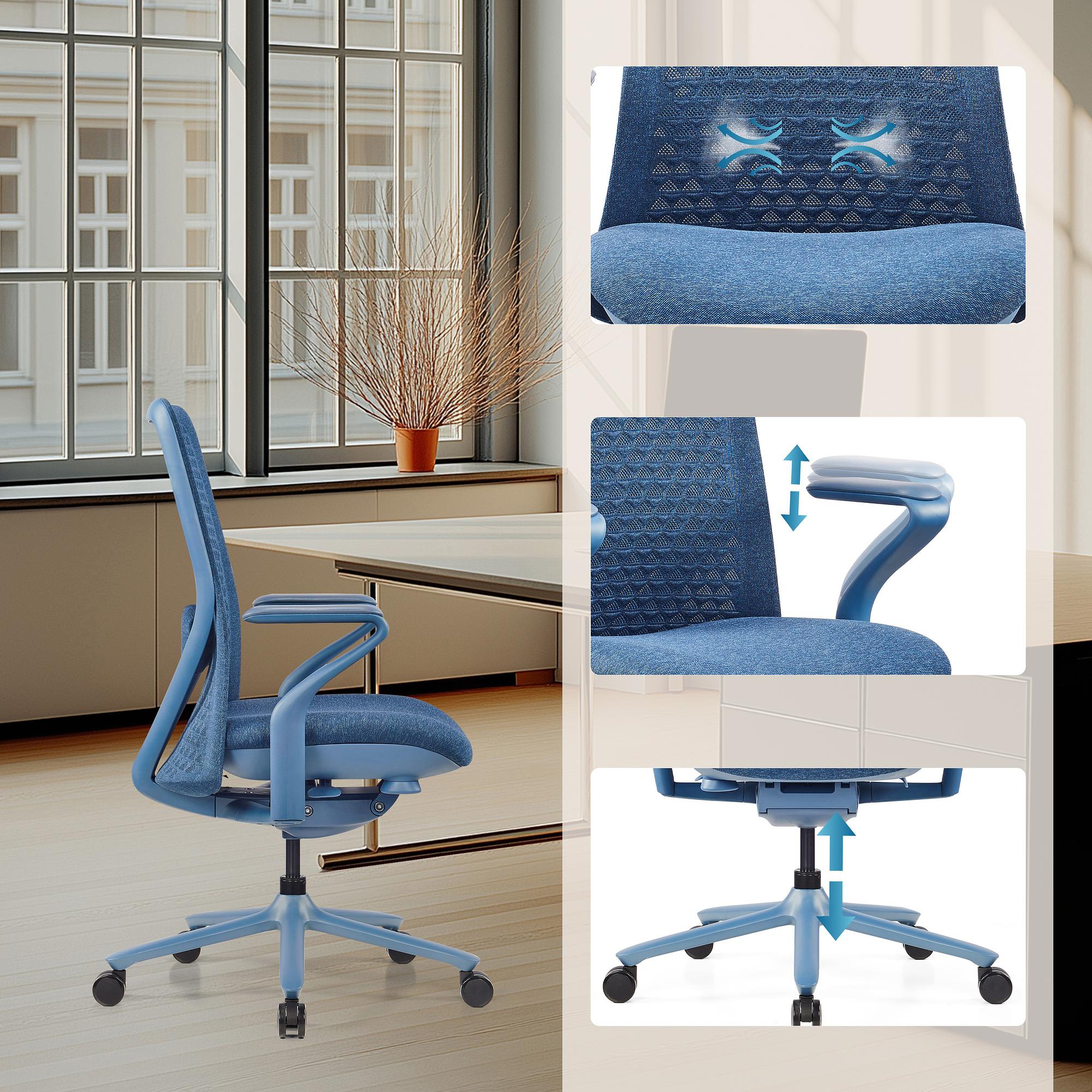 VERVIO Bürostuhl Netzstoff Blau 5