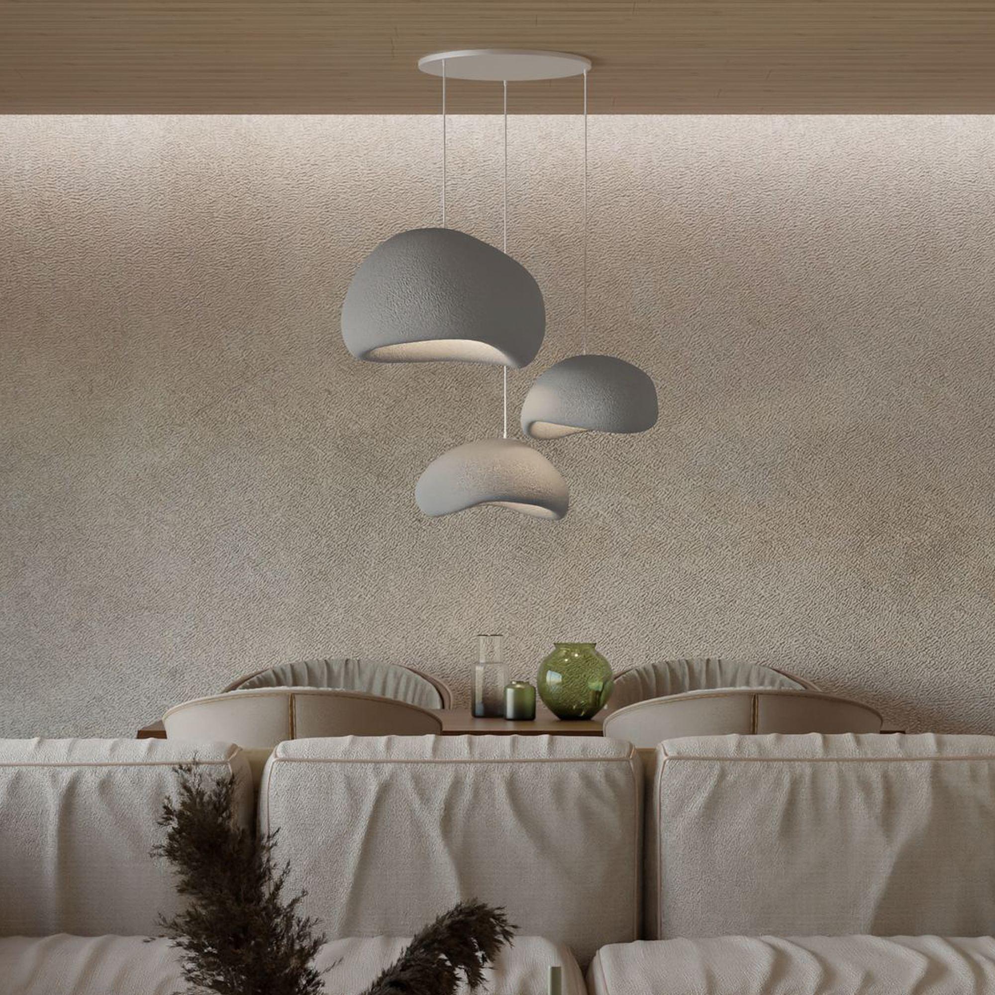 3-Flammig Wabi Sabi Stillforms Pendelleuchte Beton Grau 0