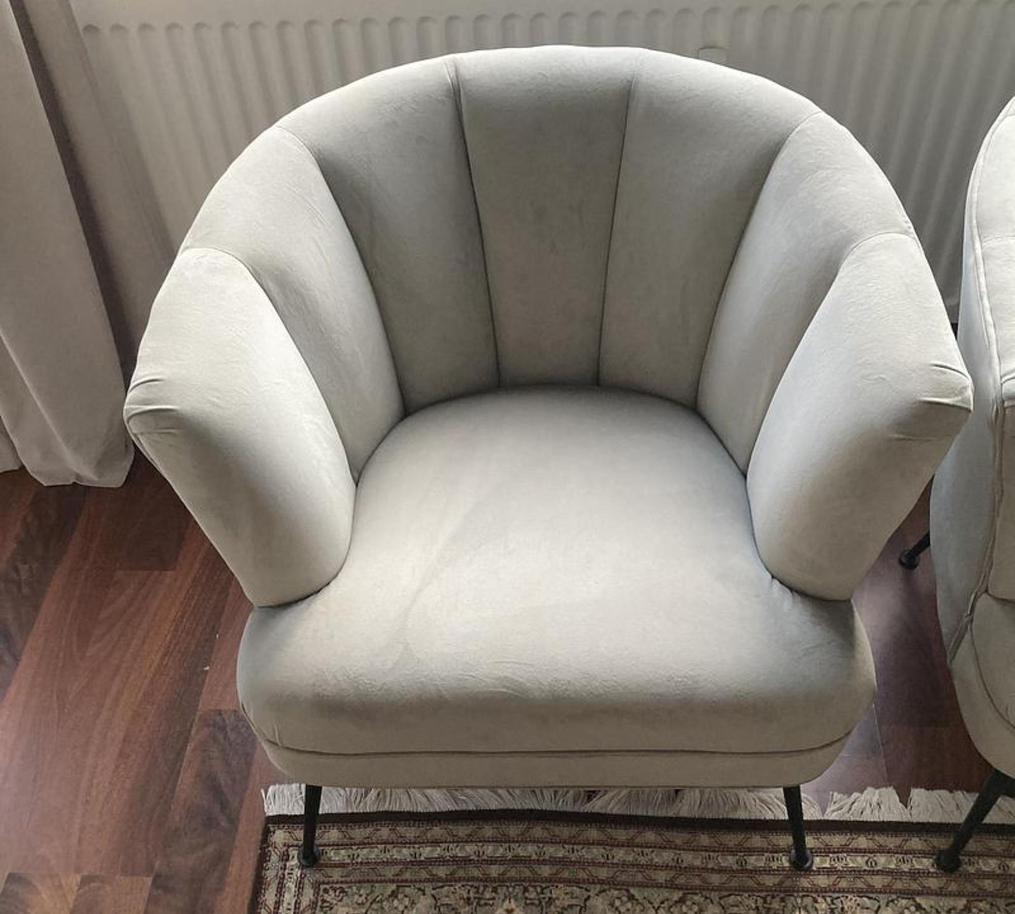 2x Cocktailsessel Samt Metall Grau 1