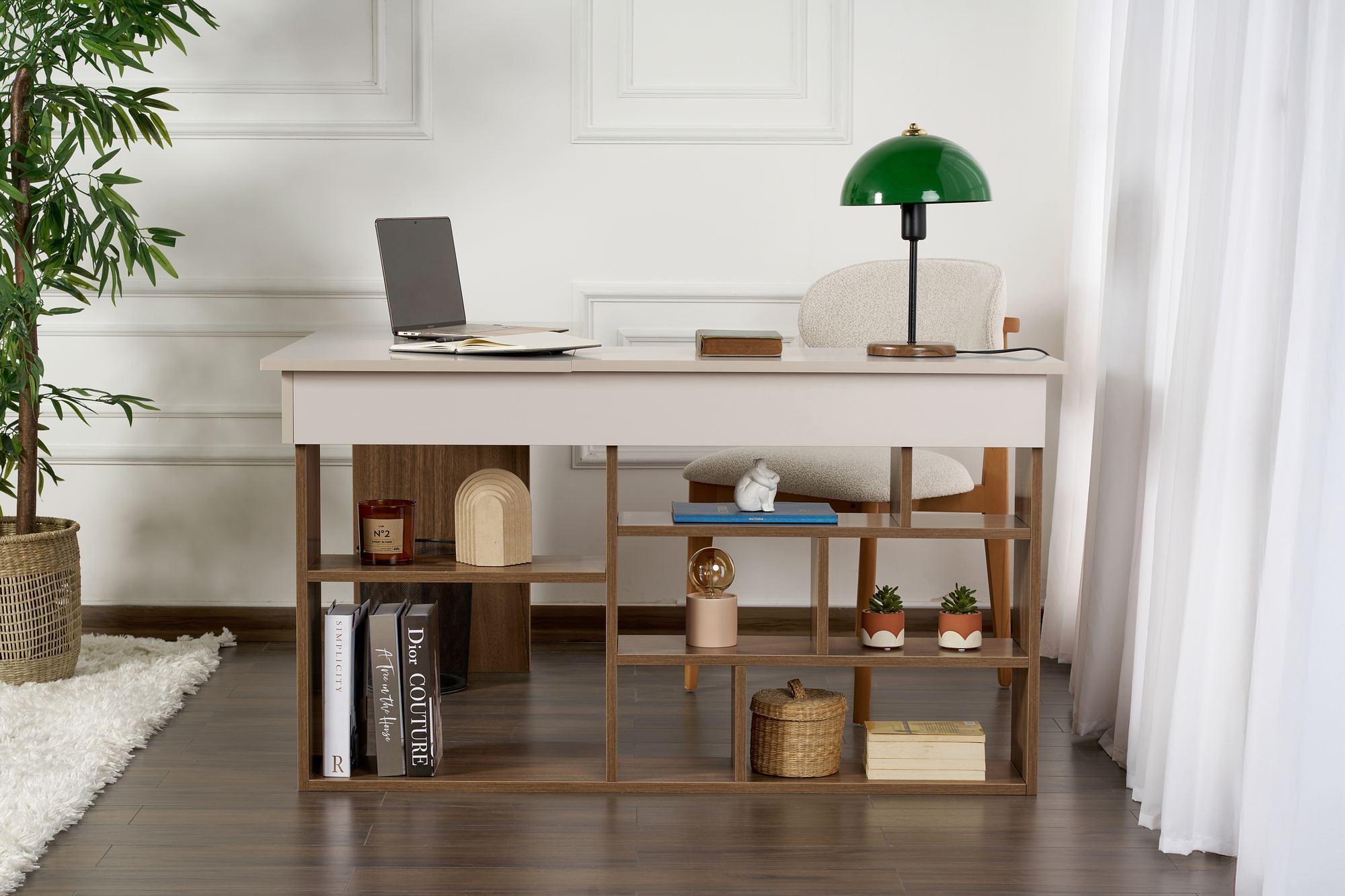 Vesper Desk Walnut Beige Look 3