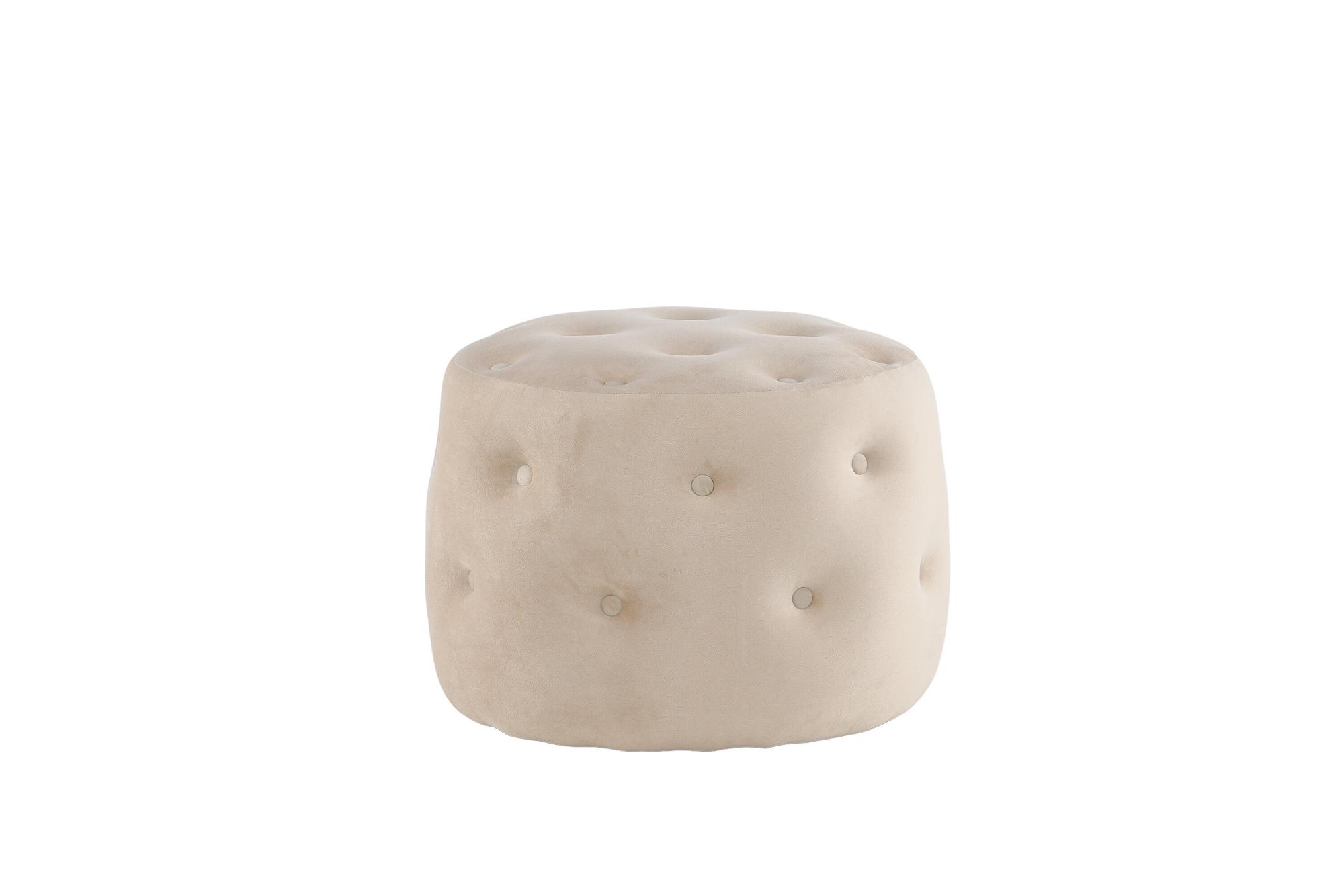 Benjamin Pouf Samt Beige Ø55cm 5