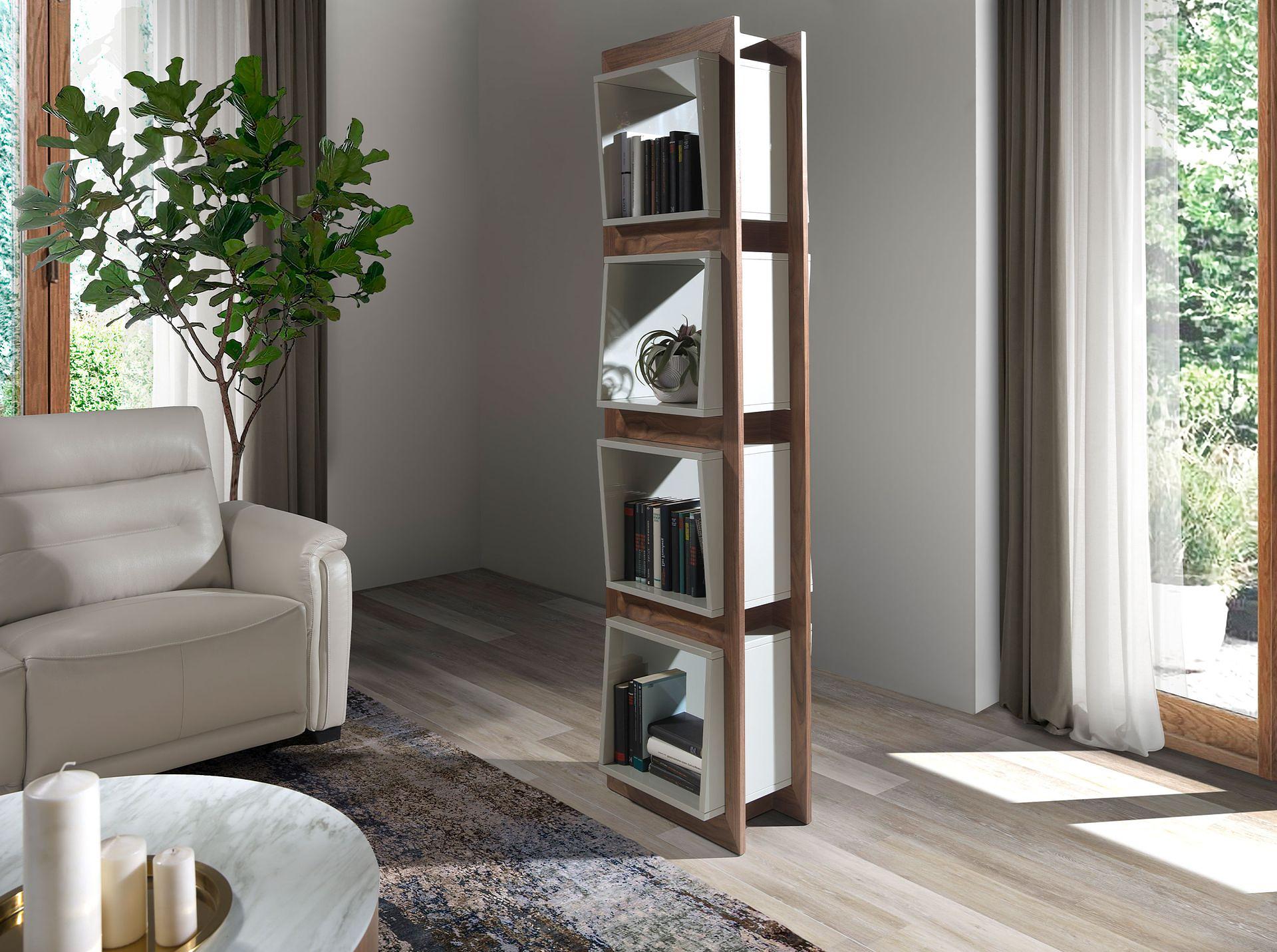Cube Walnut veneer bookcase 1