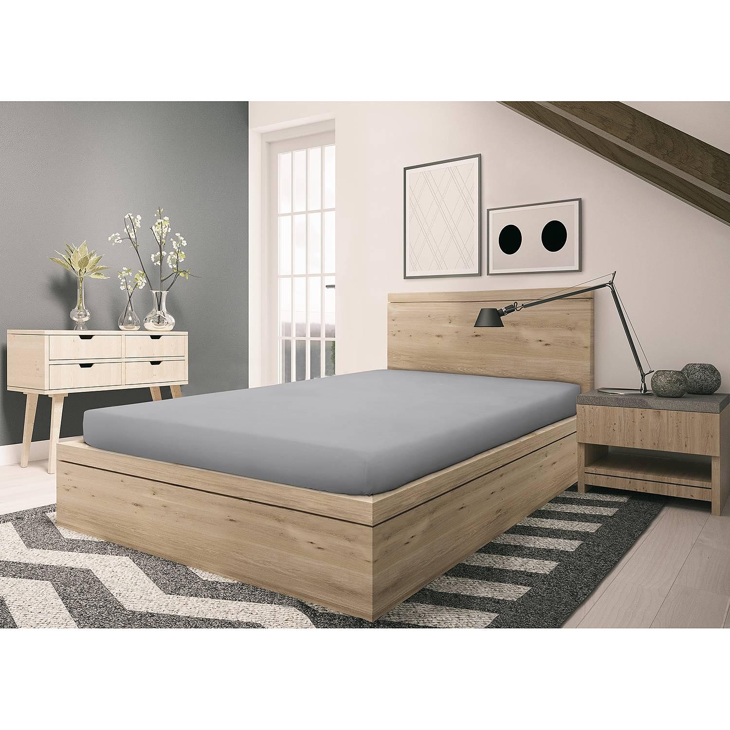 Vindum Feinbiber-Spannbettlaken Baumwolle Silber 90x200cm 2