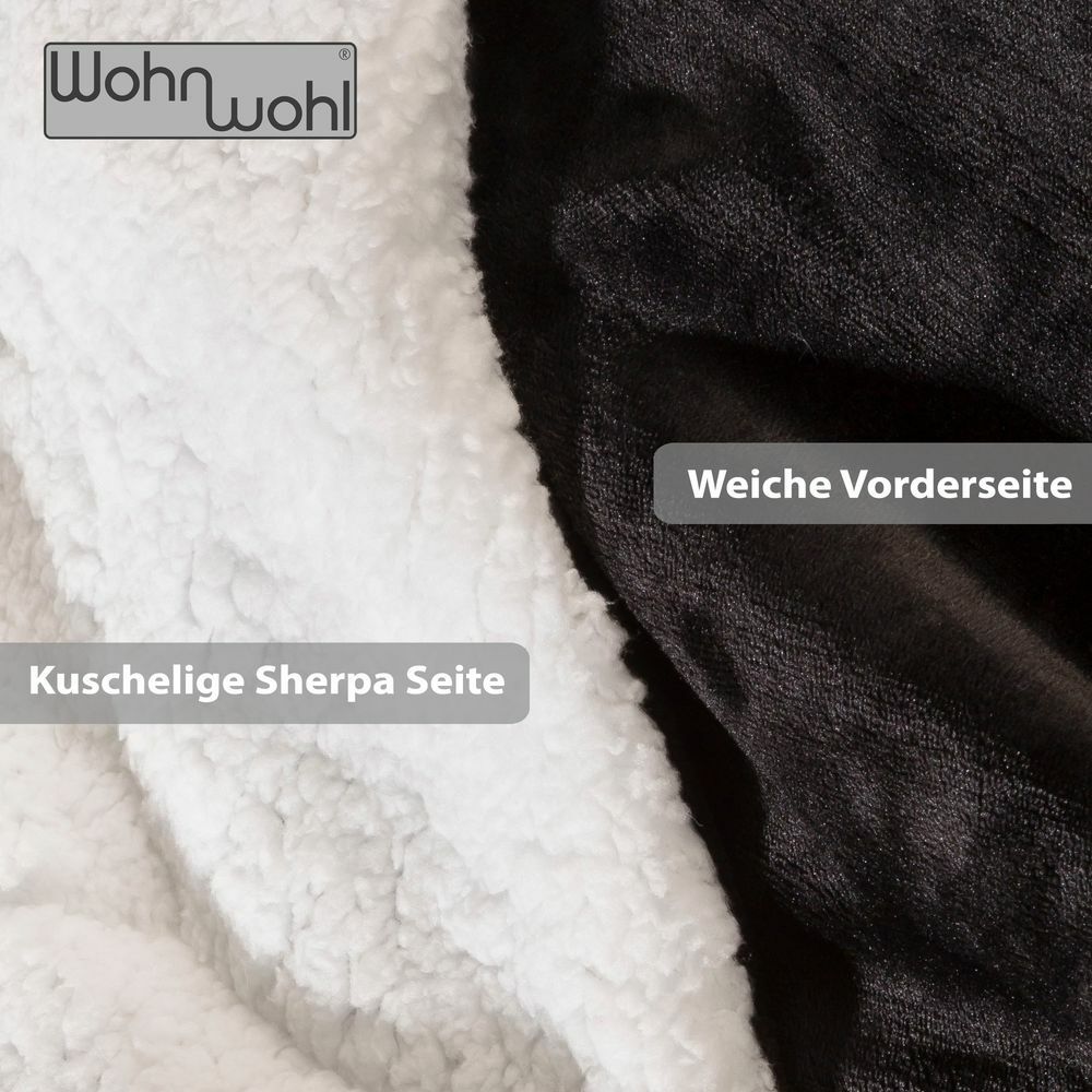 Wohndecke Sherpa Schwarz-Weiß 2