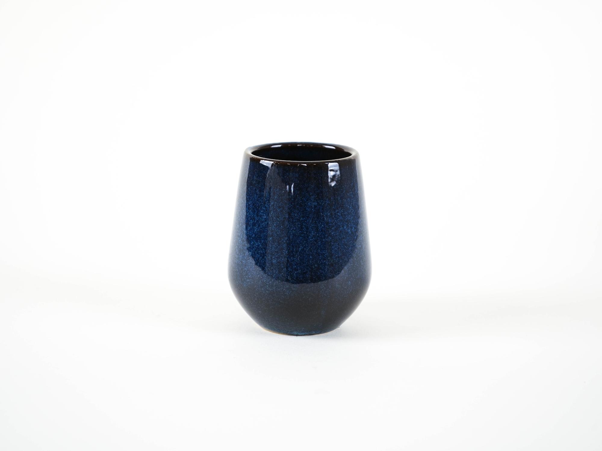  Keramikvase Marineblaue 1970er Jahre 3