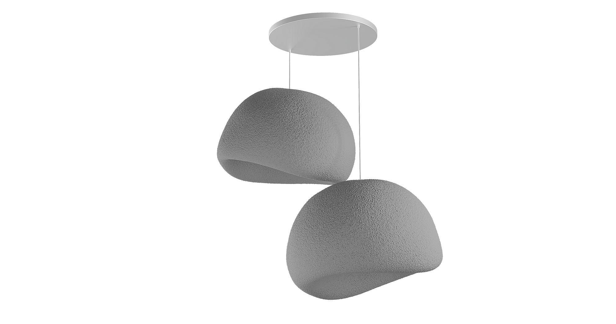 2-Flammig Wabi Sabi Dustfalls Pendelleuchte Beton Grau 6