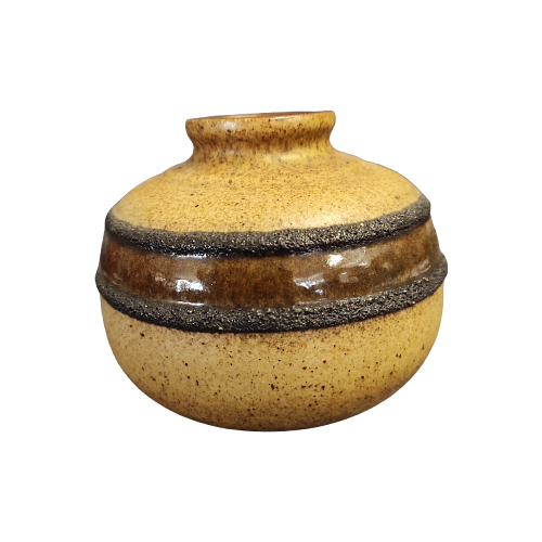 Vintage Keramikvase Braun Beige Blau 0