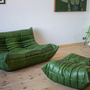 Togo Set Lounge 2 pezzi Pelle Pull-Up Verde 1