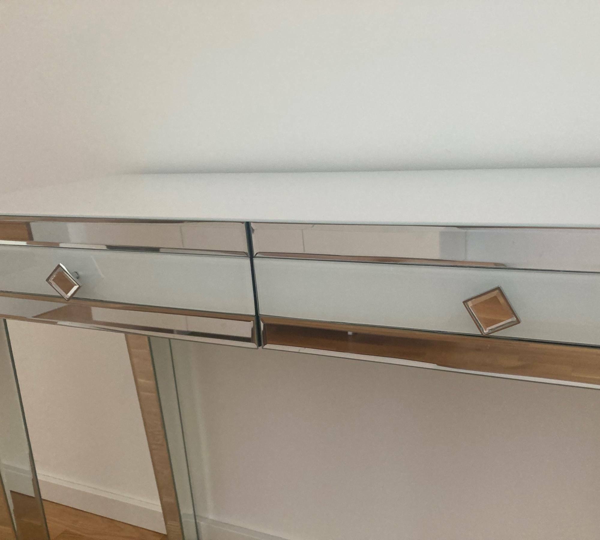 Sideboard Verspiegelt Glas Weiß 7