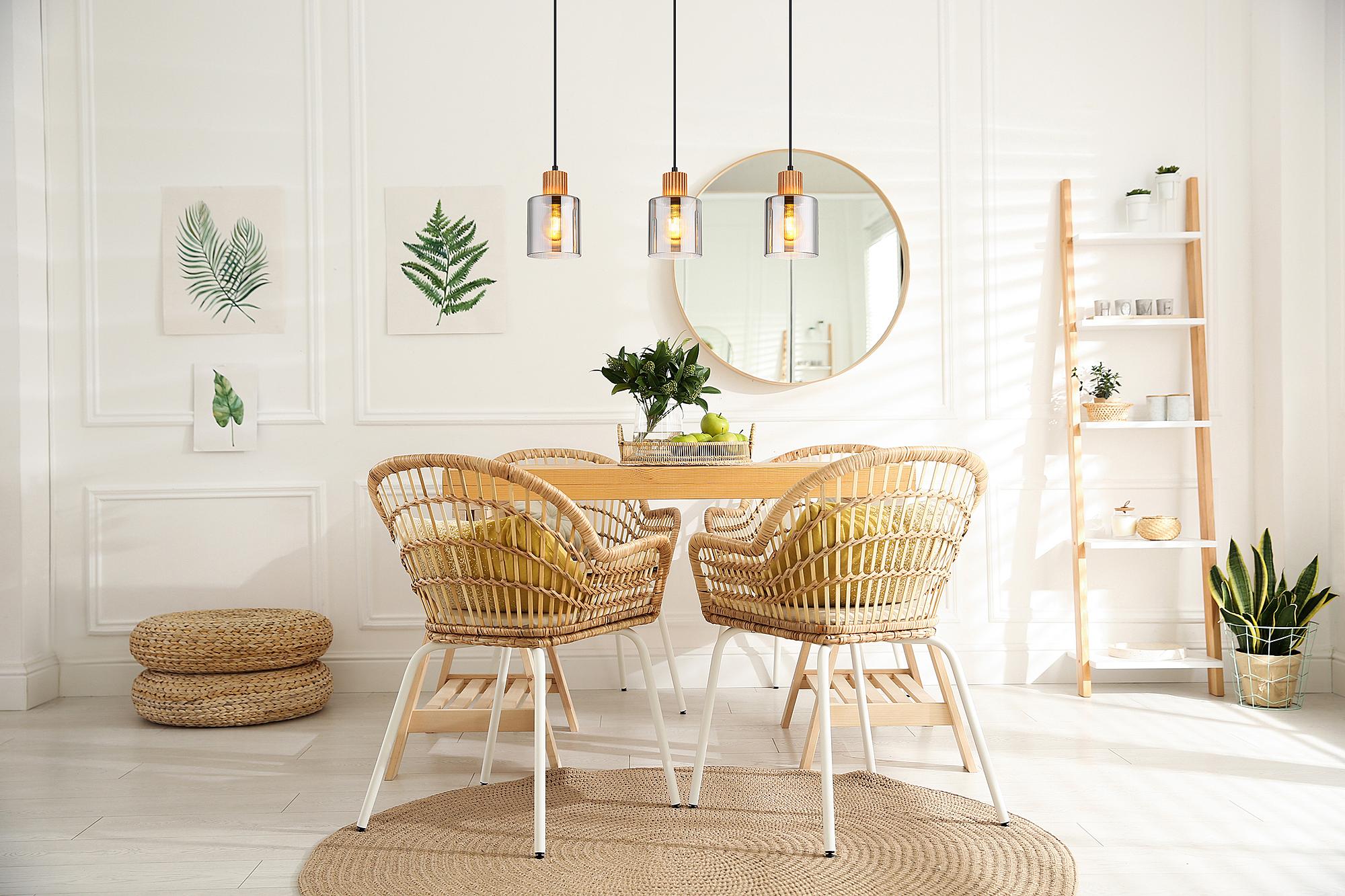 Aleidis Type A Pendant Lamp Smoked Glass Iron 3-light 2