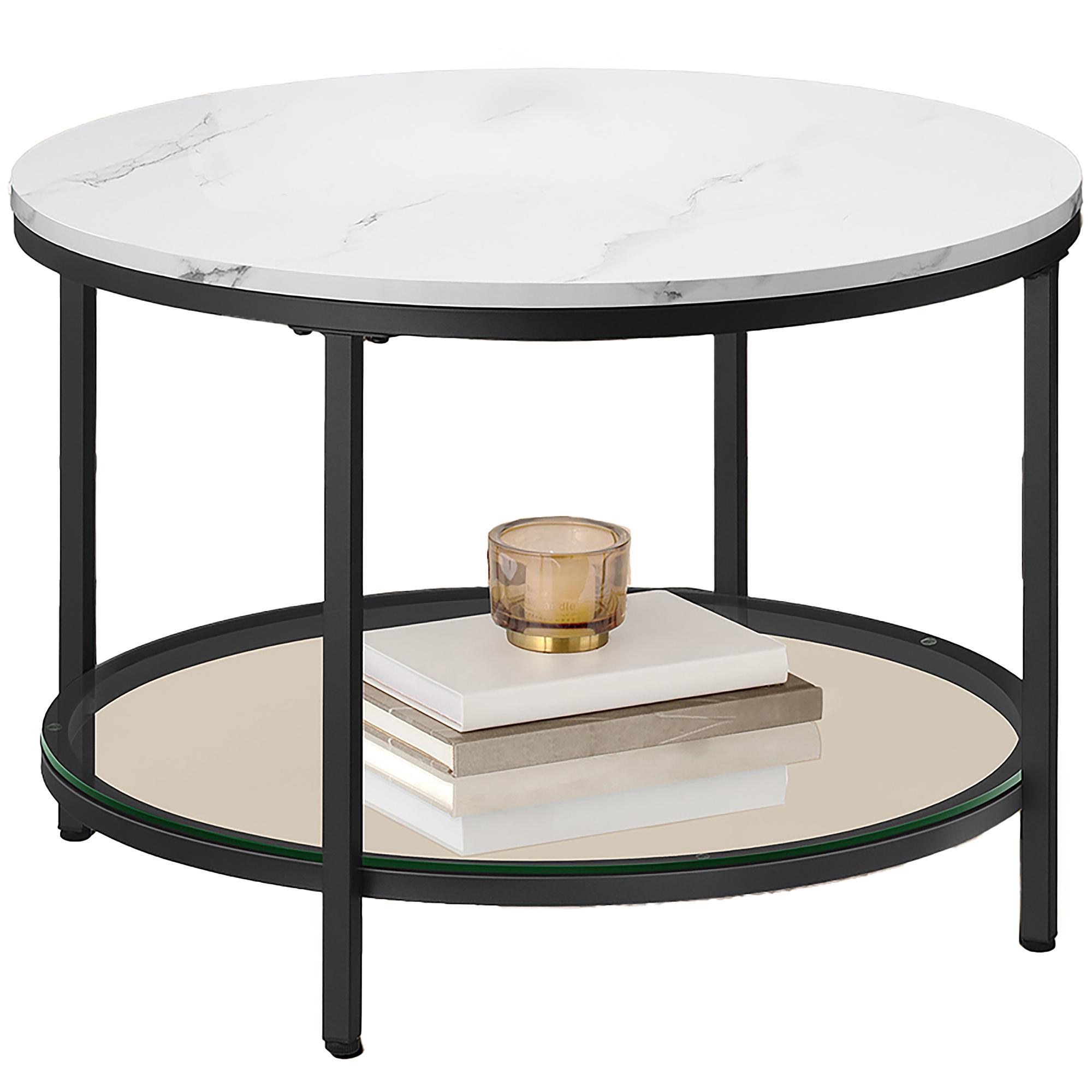 Chongu Coffee Table Marble White Decor Black Ø65cm 0