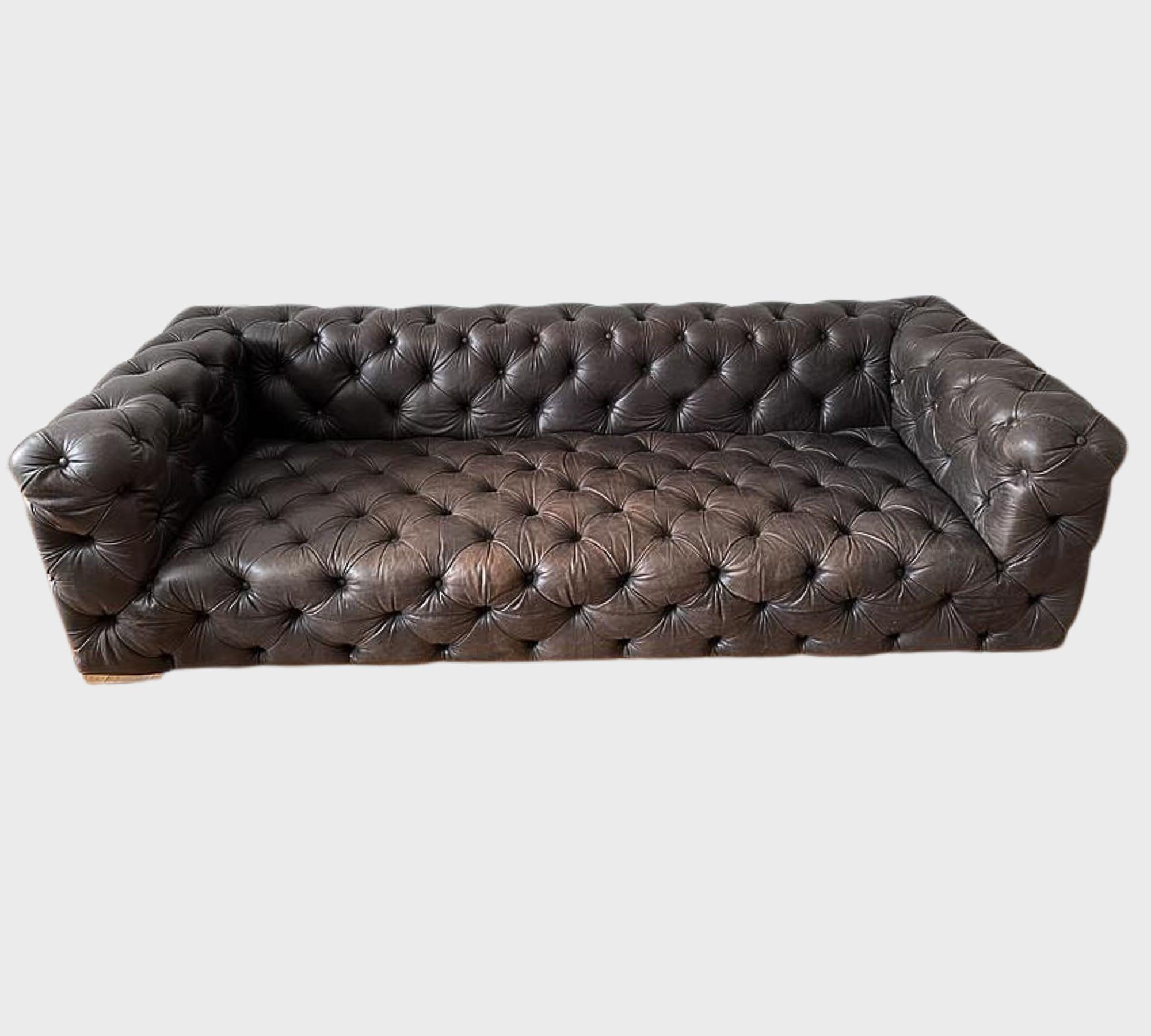 Chesterfield Sofa 3-Sitzer Leder Dunkelbraun 0