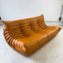 Togo Sofa 3-Sitzer Hochglanzleder Cognac Hell 1