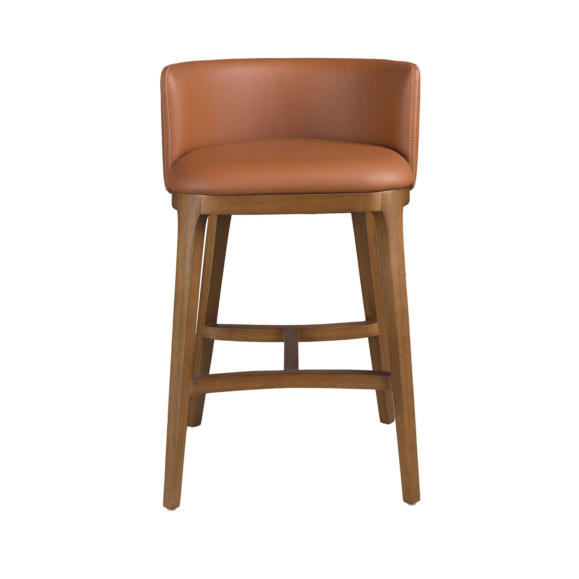 Bar stool faux leather brown 1