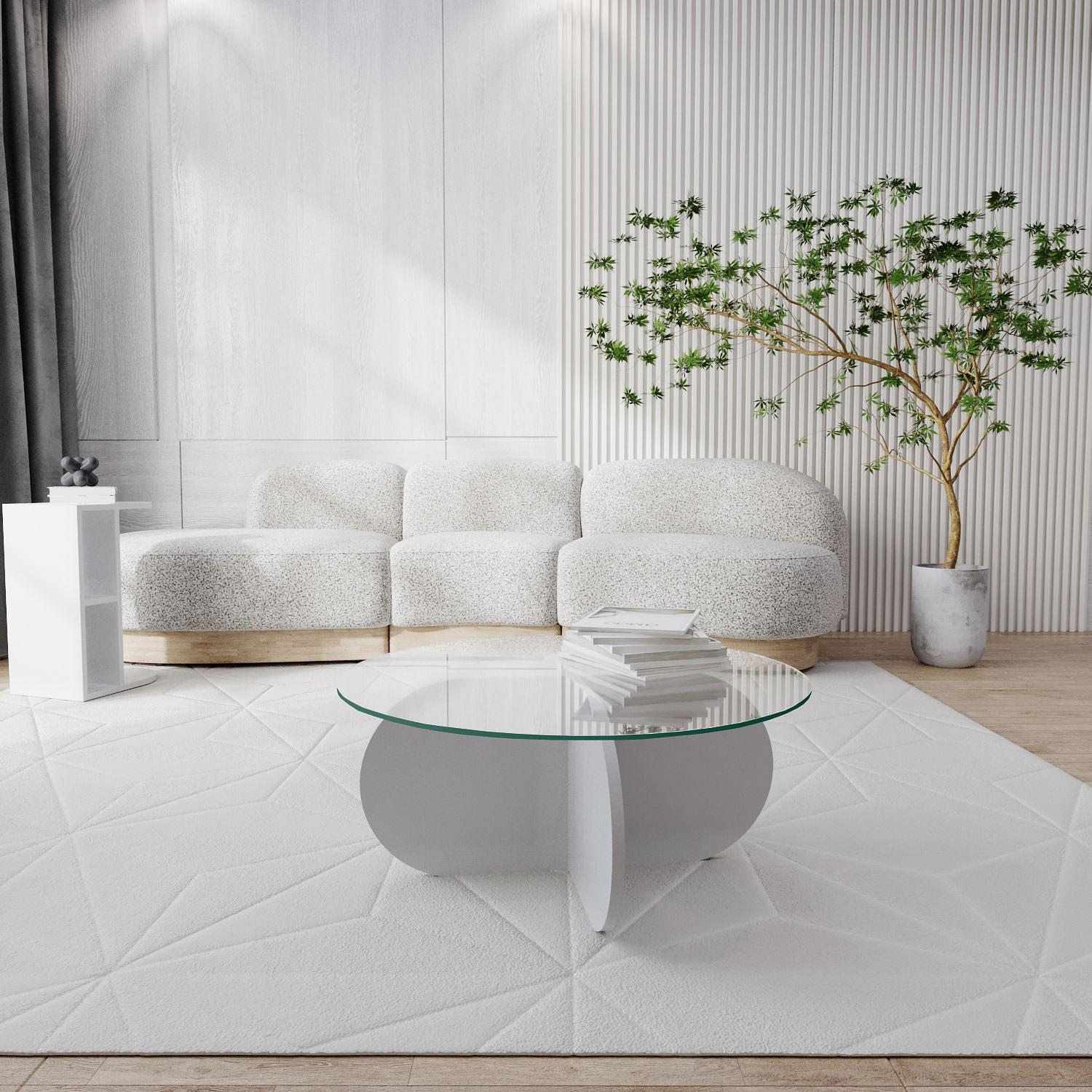 Bubble Coffee Table Safety Glass White Ø75cm 2