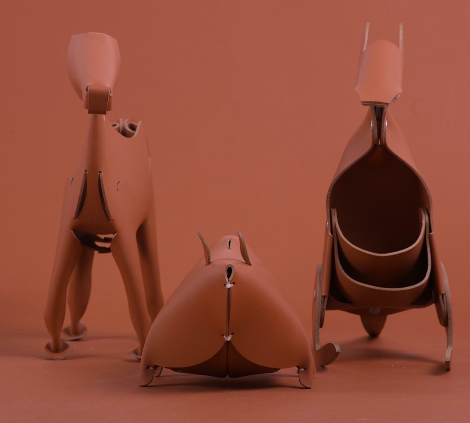 Sparschwein aus 100% Recyceltem Leder aus Spanien Braun 3