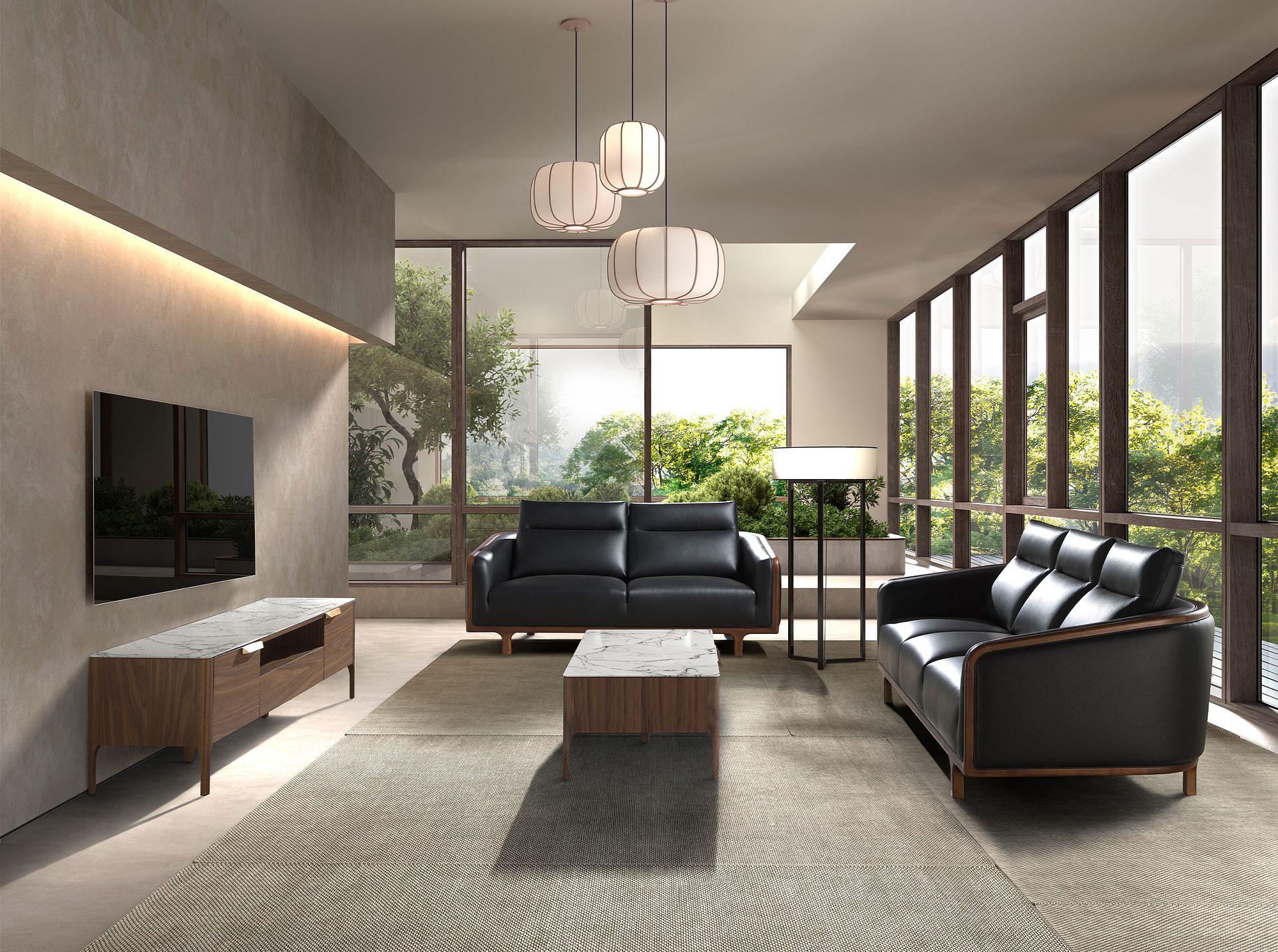 Rechteckiger Couchtisch Walnussholz Marmoroptik 6