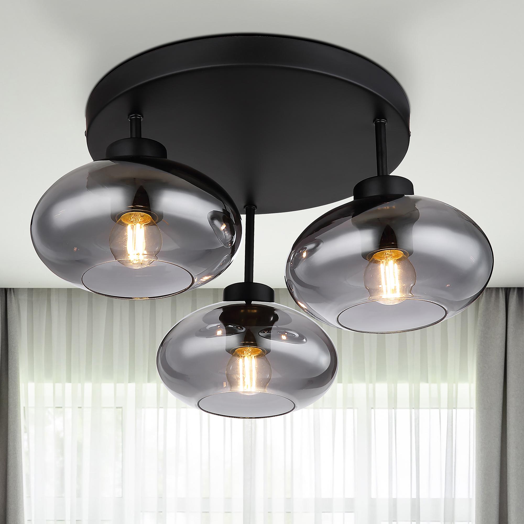Deckenleuchte Shaun Rauchglas Schwarz 0