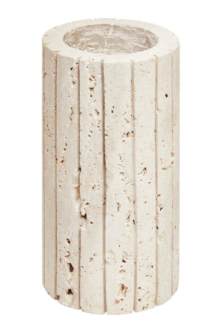 Tibor Rippenvase Travertin Weiß 2