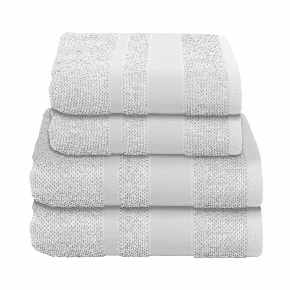 4-tlg. Handtuch-Set aus Baumwolle Hellgrau Öko-Tex Standard 0