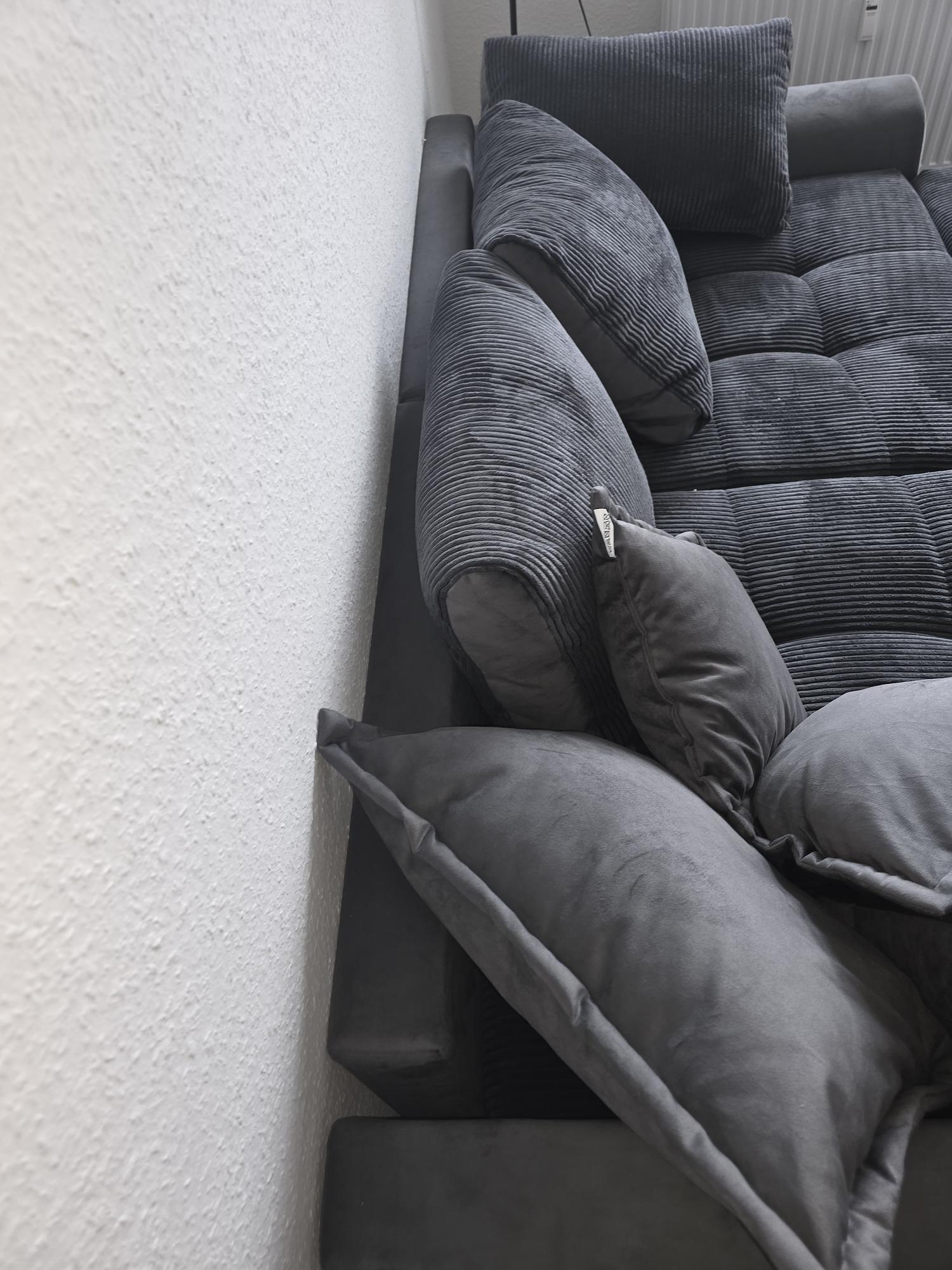 Ecksofa mit Hocker Anthrazit 4