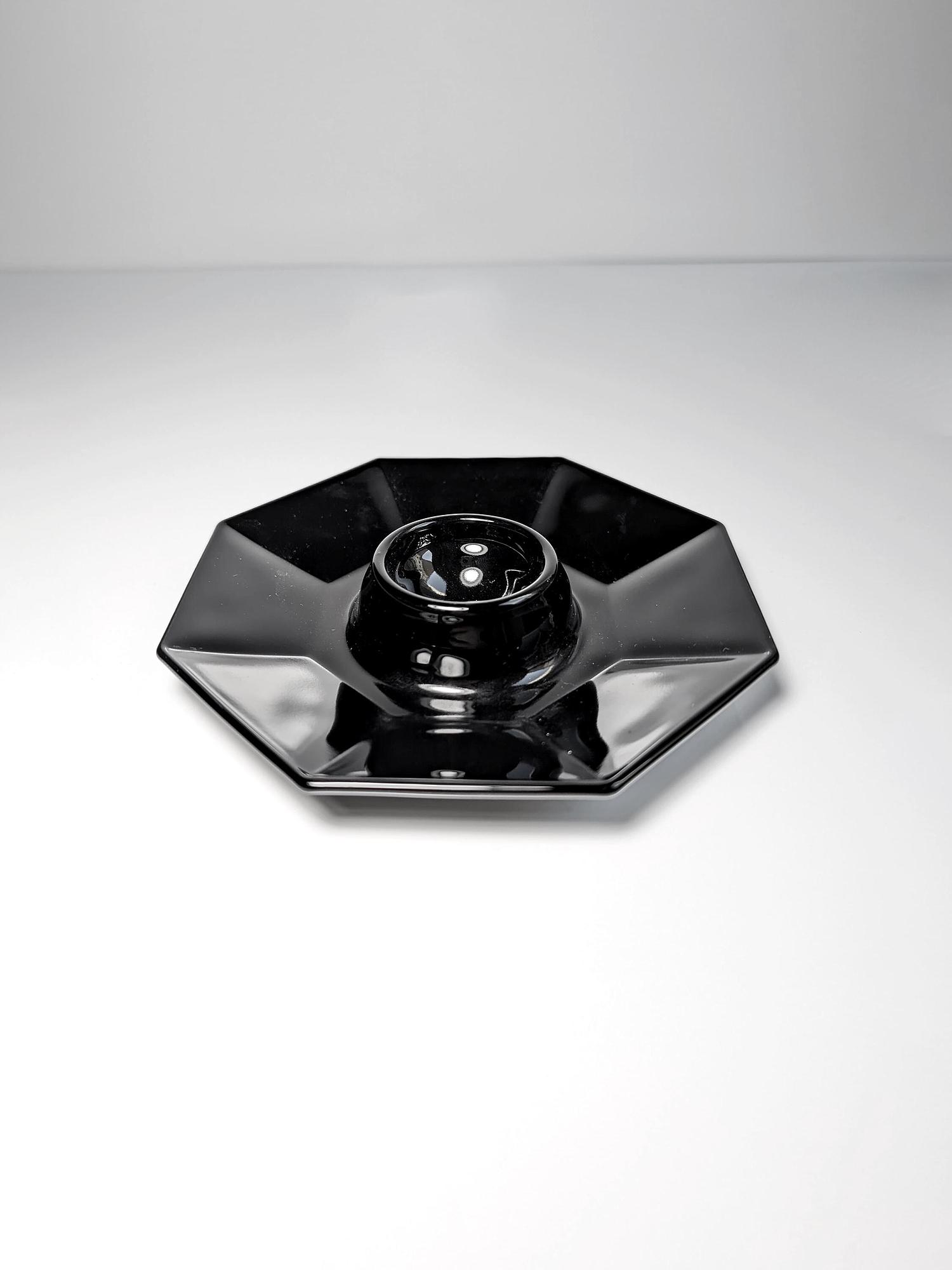 5x Octime Eierbecher Schwarz Glas 1980er Jahre 1