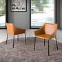 Dining chair synthetic leather brown 2