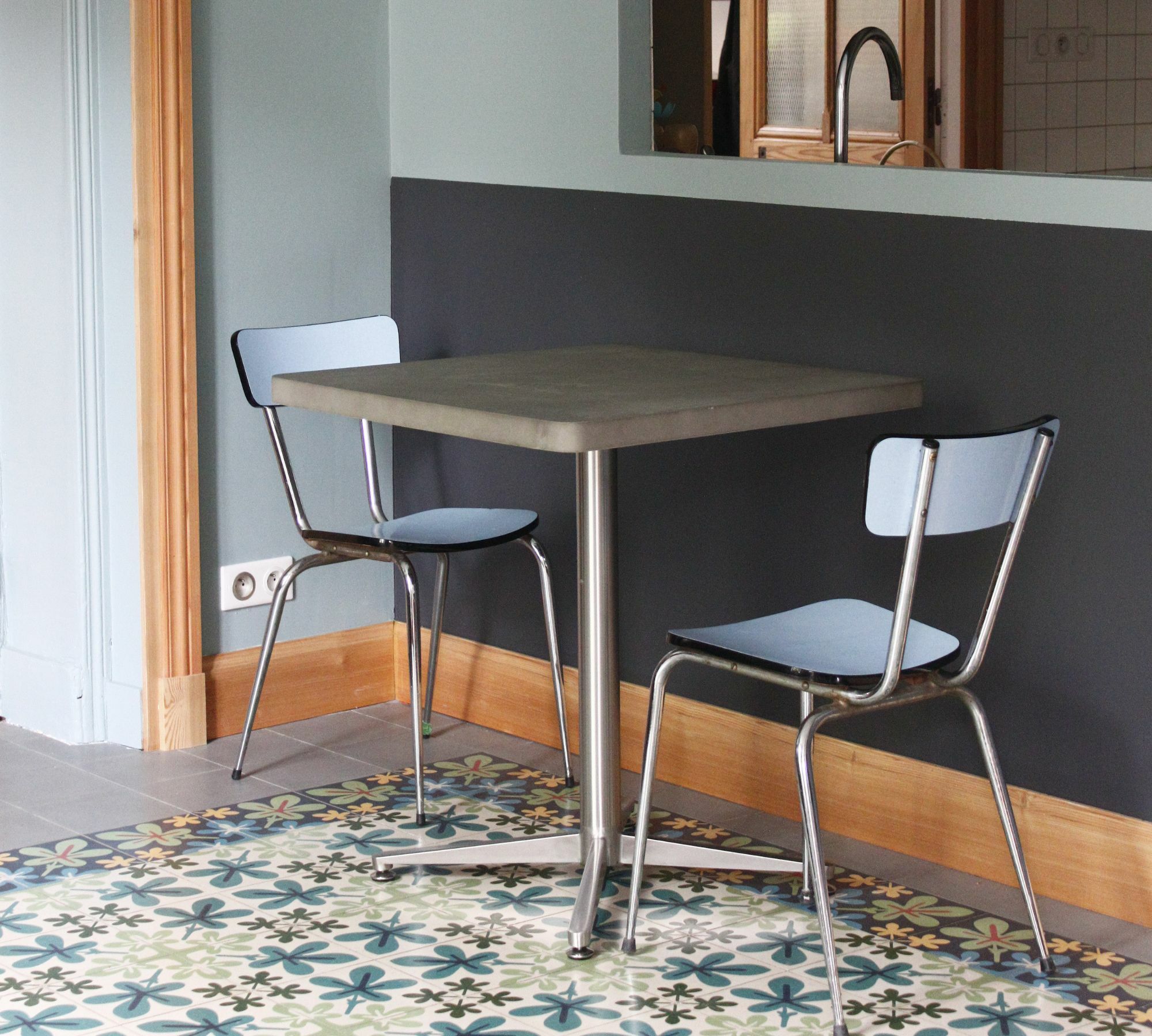 Bistrot Esstisch Faserbeton Edelstahl Grau 5