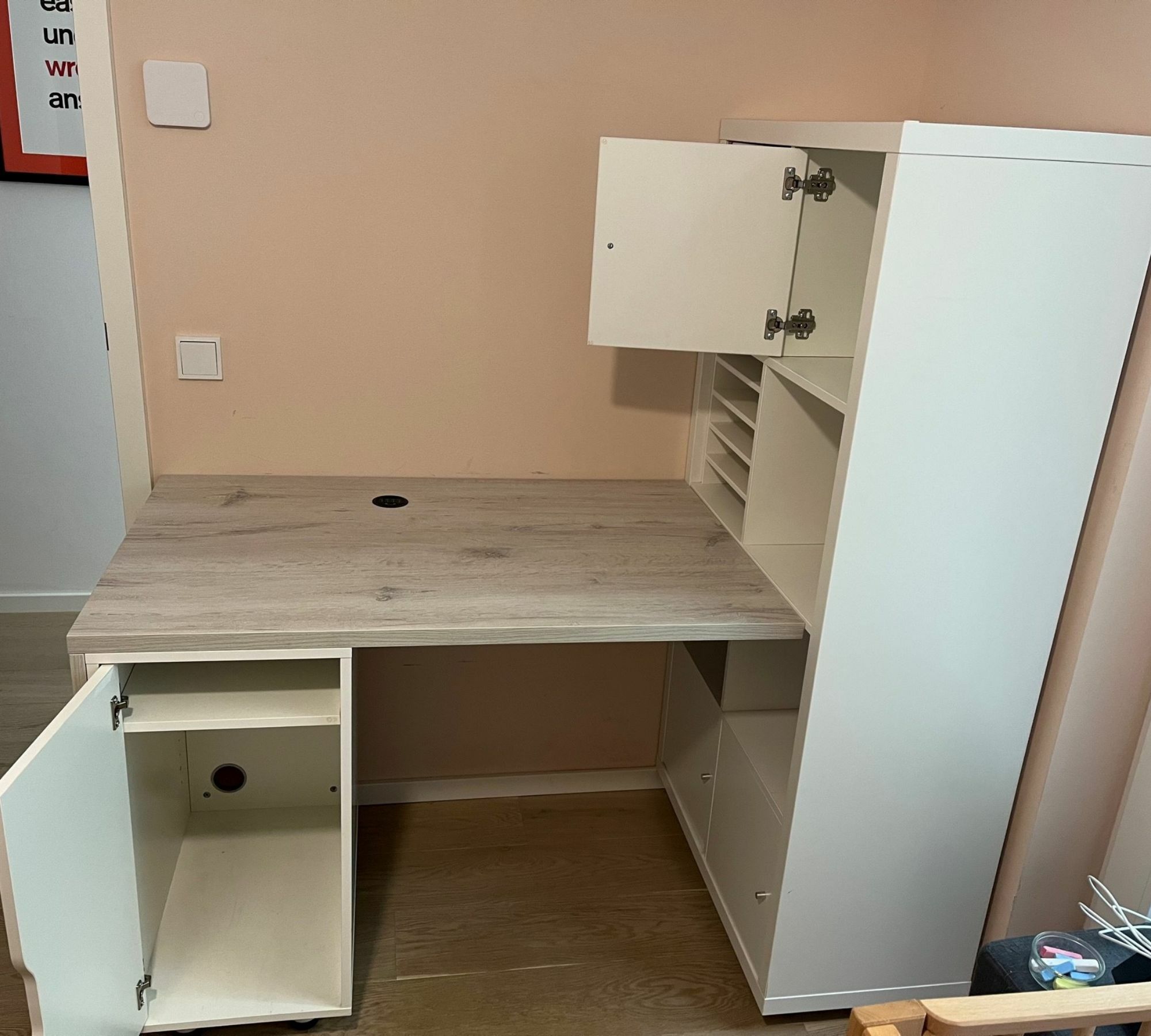 Schreibtisch mit Aufbewahrung Holz Weiß 5