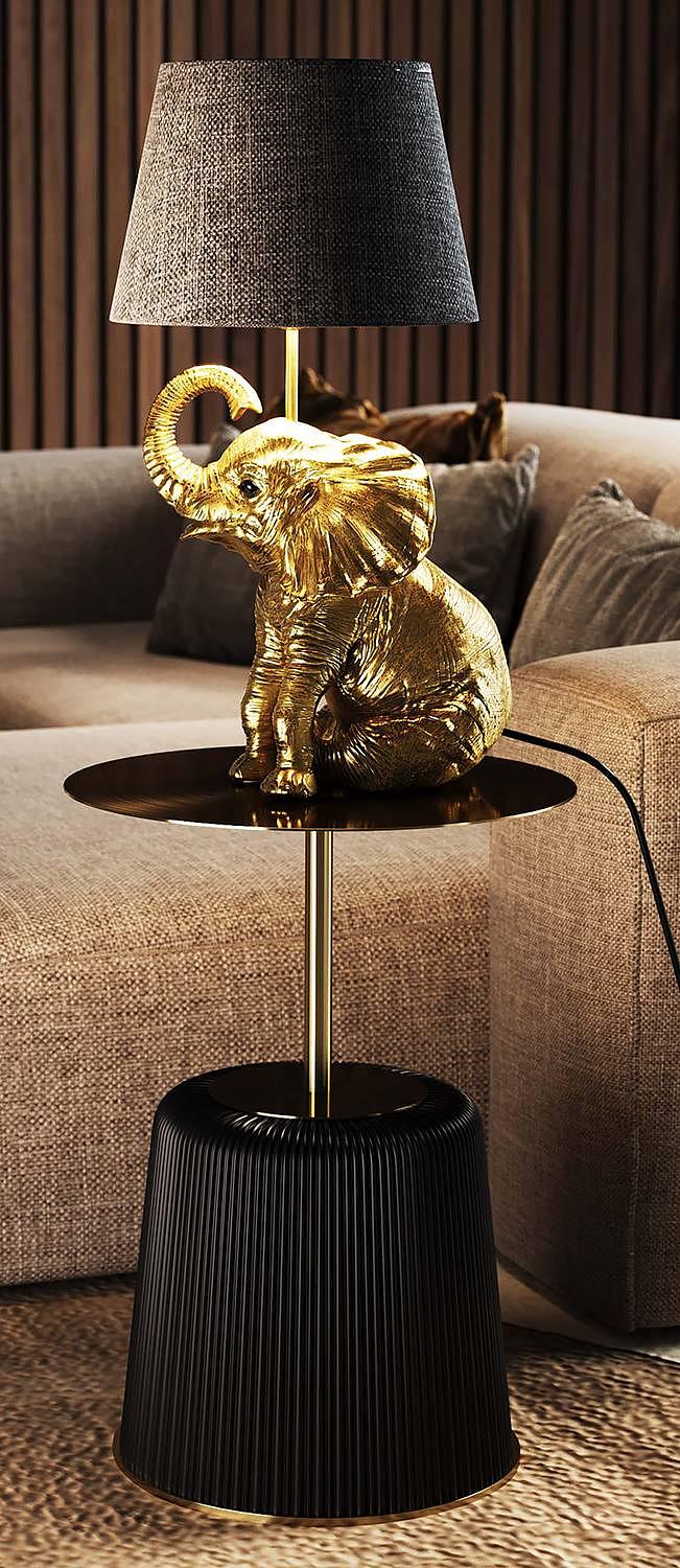 Table Lamp Happy Elephant Steel Black Gold 0