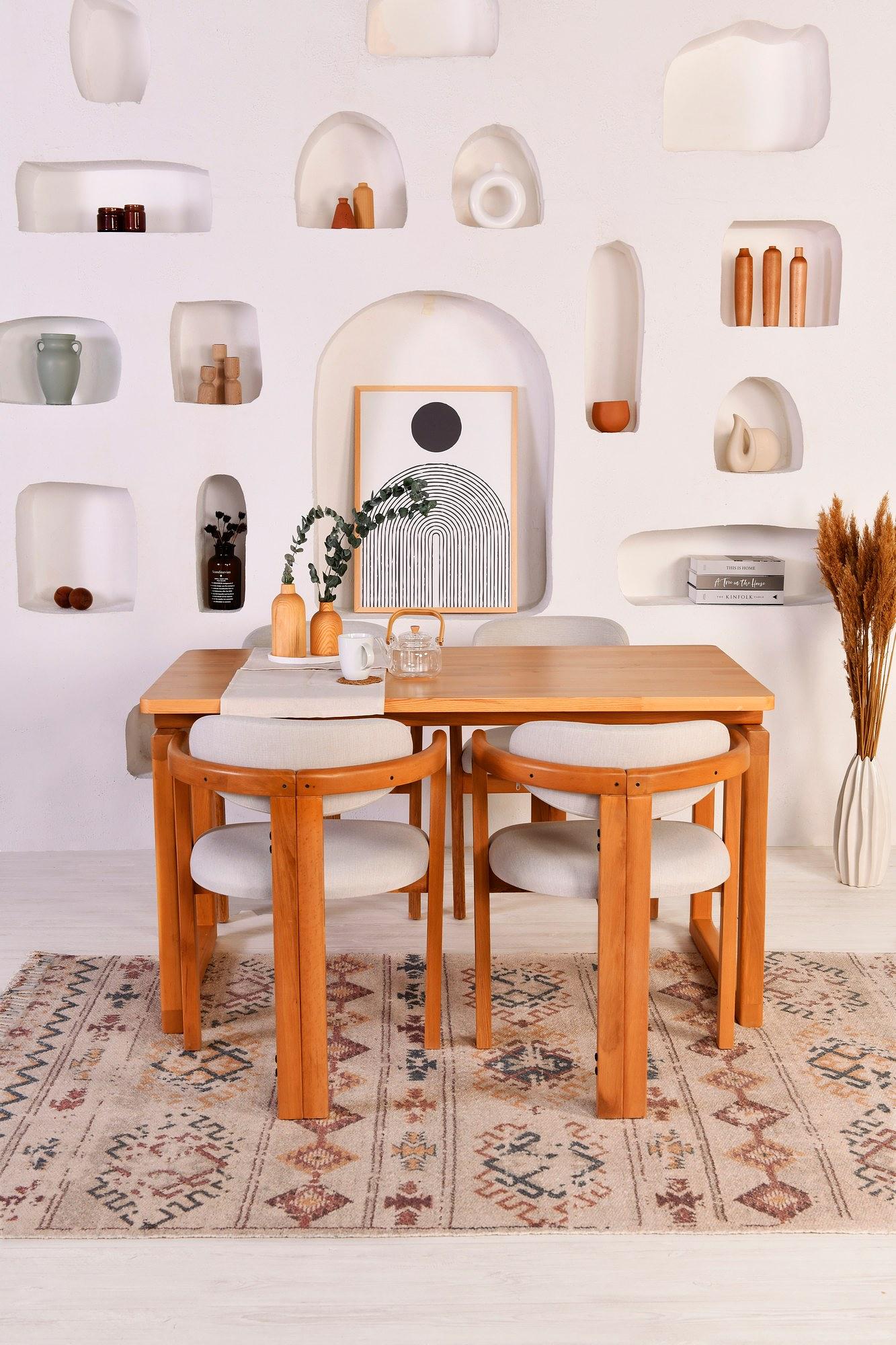 Cheri Dining Table Set 5-pc. Nubuck Leather Light Grey 1