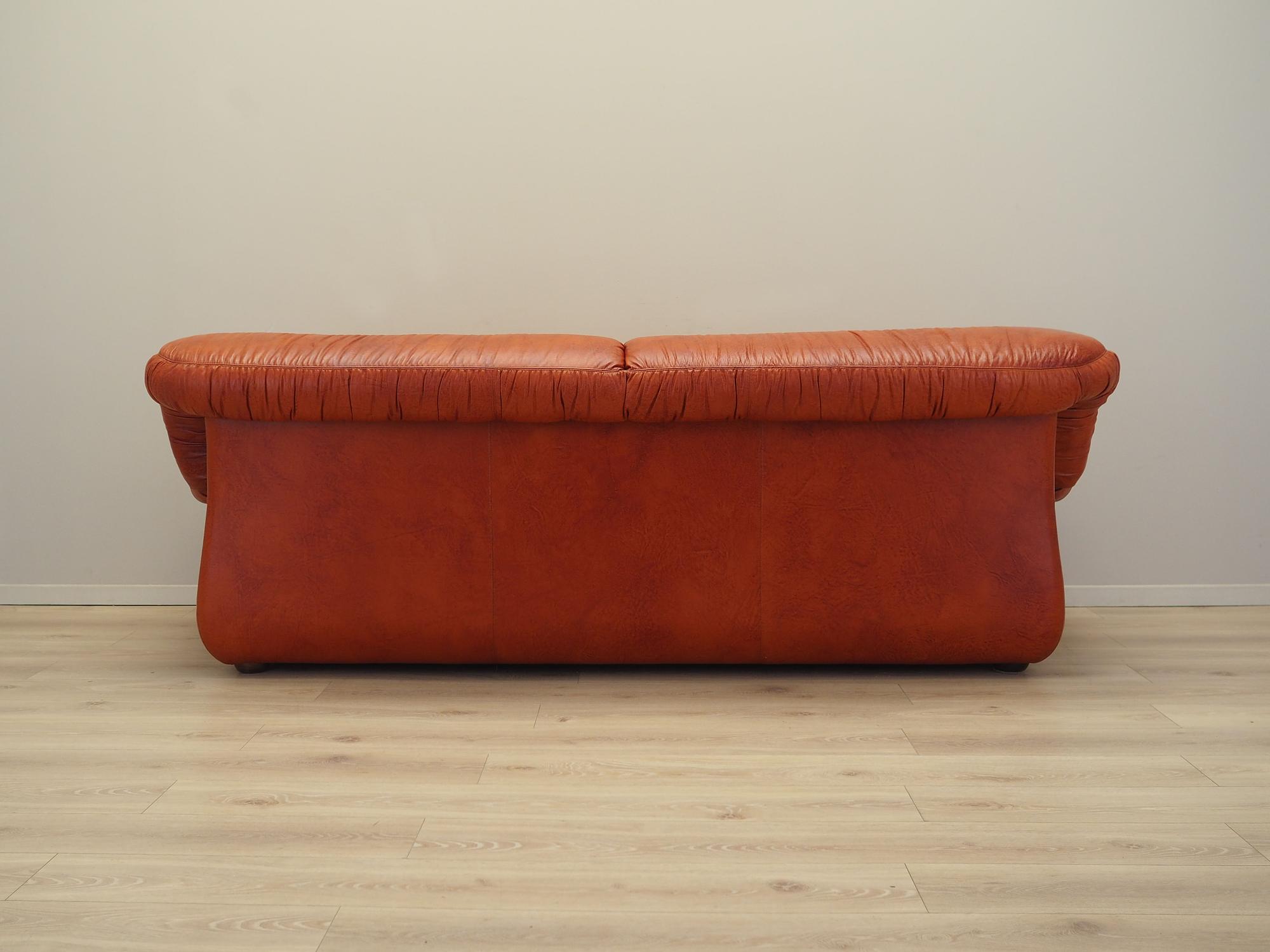 Sofa Leather Red 1970s 5