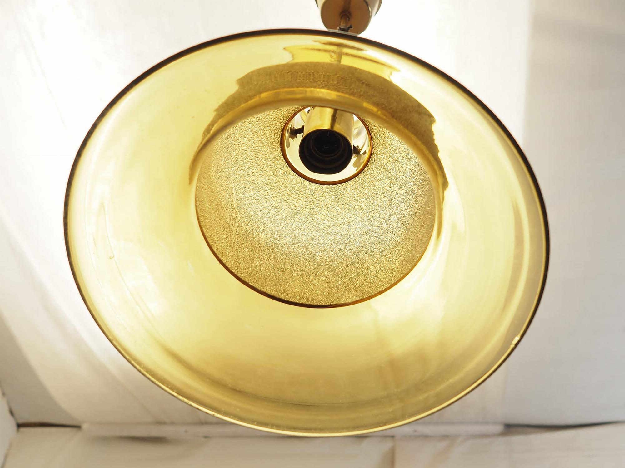 Pendelleuchte Glas Metall Gold 1960er Jahre 11