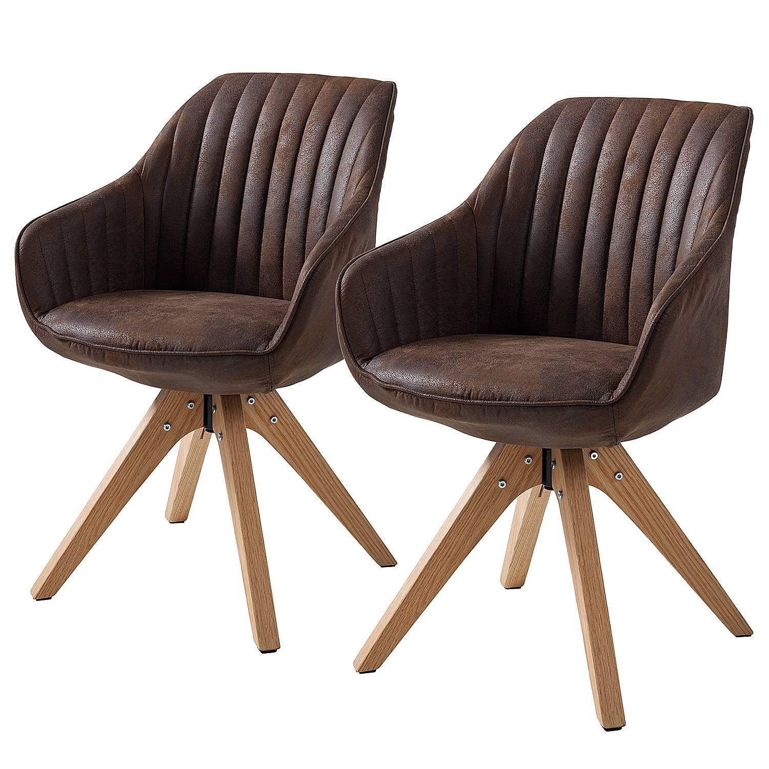 Ermelo Armlehnenstuhl 2er-Set Drehbar Braun  0