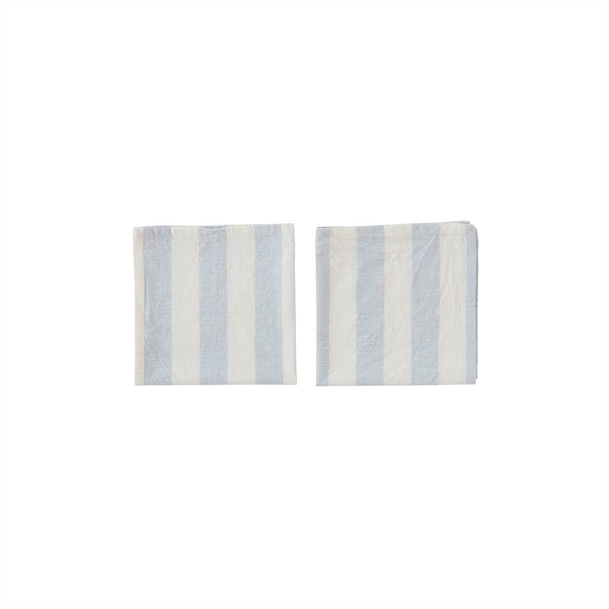 2x Serviette Bio-Baumwolle Blau Gestreift 0