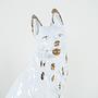 Hundefigur Porzellan Weiß 1960er Jahre 4