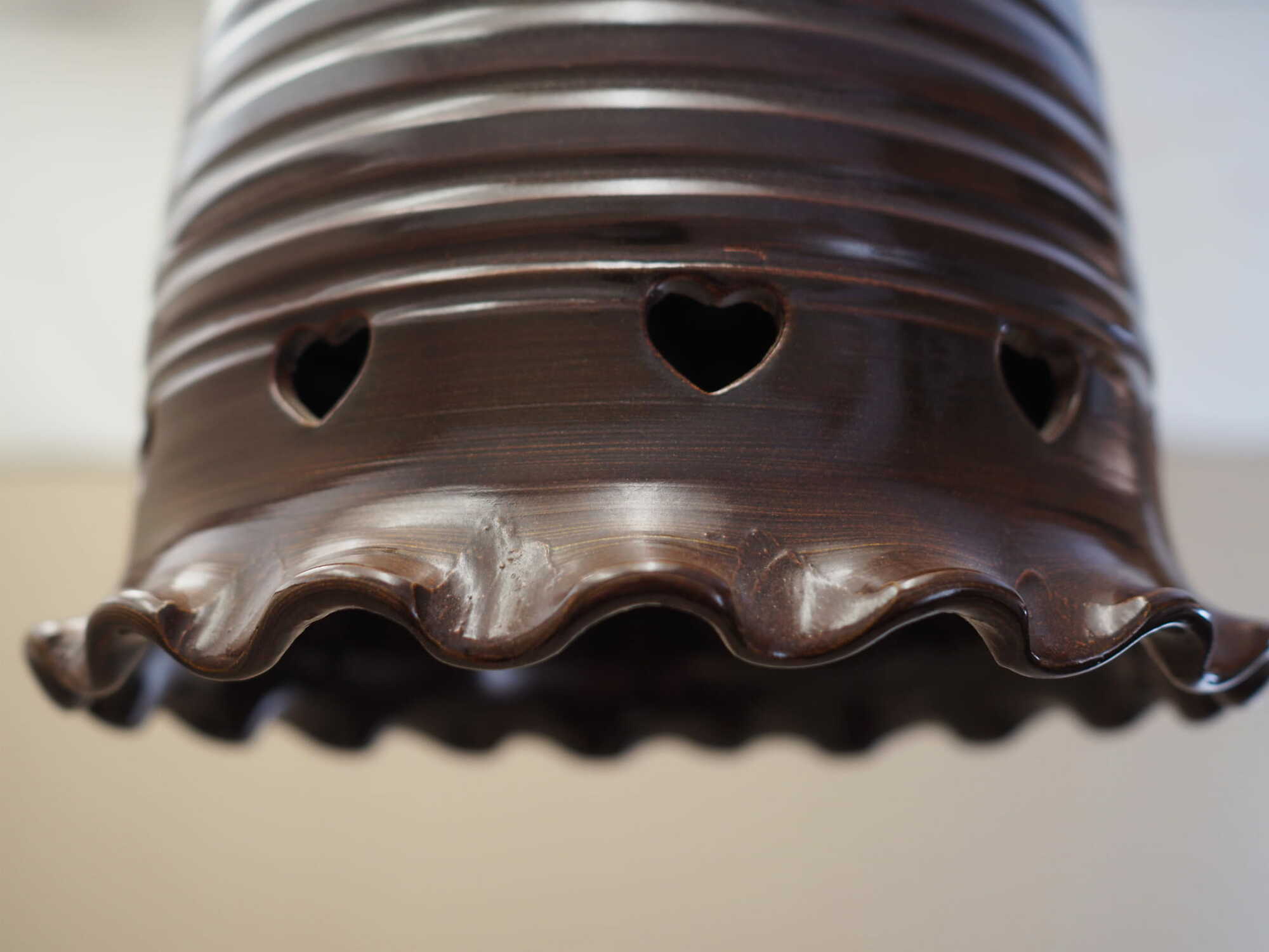 Vintage Pendant Lamp Ceramic Brown 1960s 4