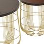 2x Agra Round Side Table Mango Wood Brass 4