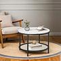 Chongu Coffee Table Marble White Decor Black Ø65cm 4