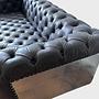 Chesterfield Sofa 3-Sitzer Leder Dunkelbraun 1