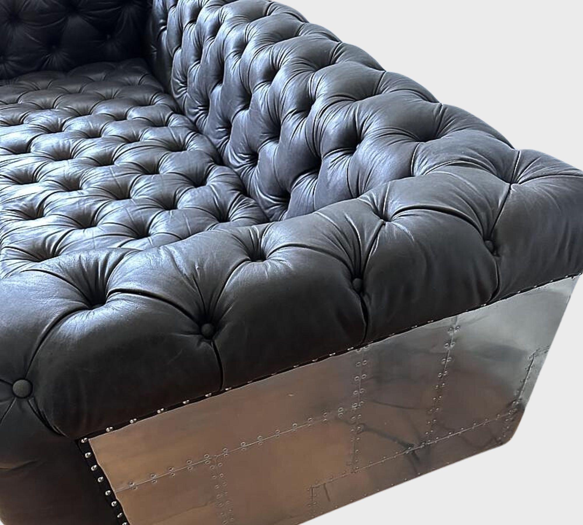 Chesterfield Sofa 3-Sitzer Leder Dunkelbraun 1